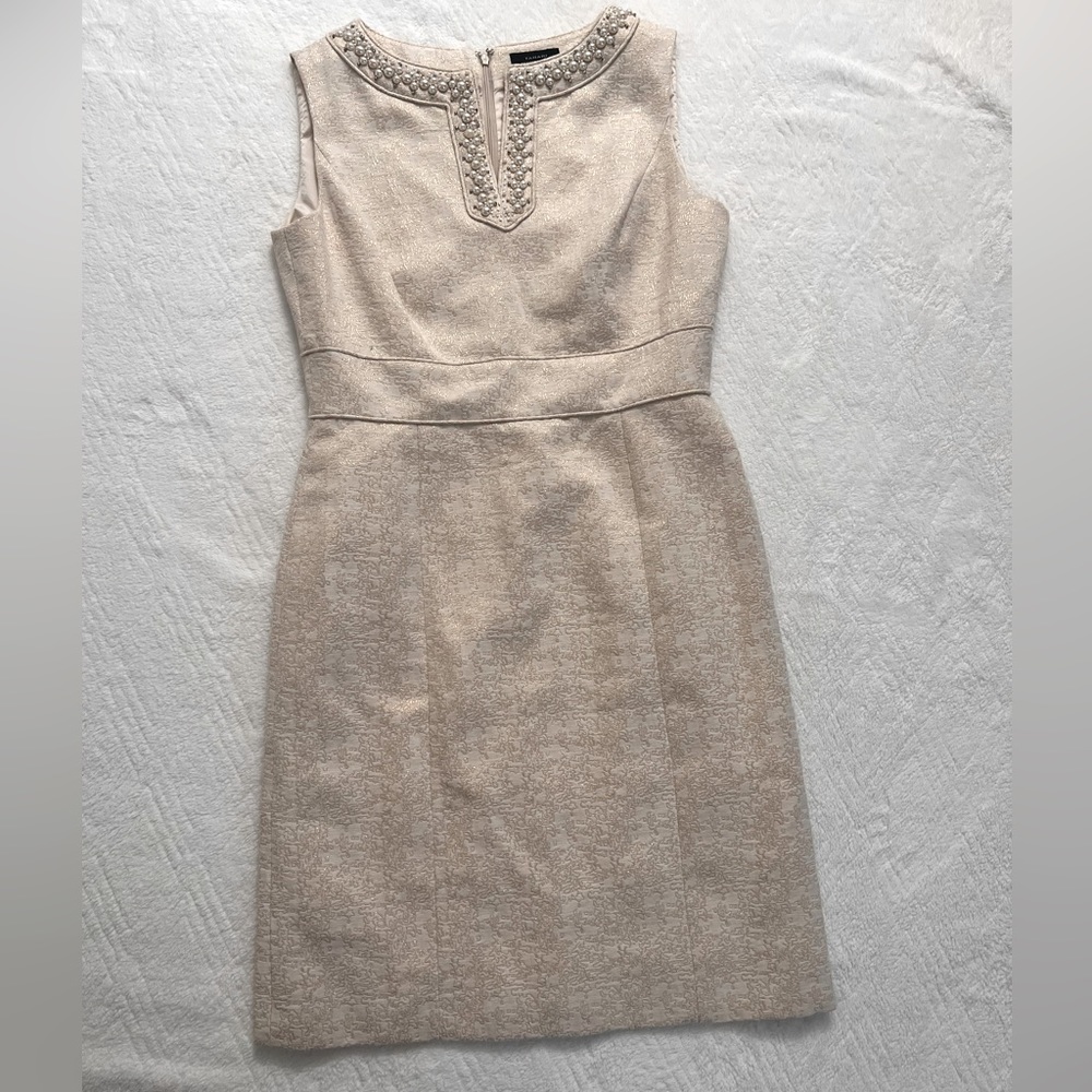 Tahari - Arthur S. Levine Faux Pearl and Beaded Sheath Dress | Size 10